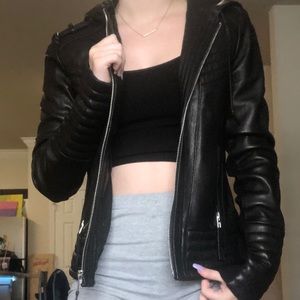 Black leather jacket Michael Kors